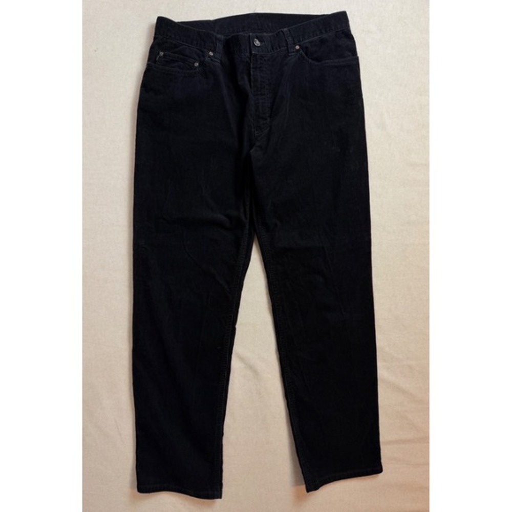 Lauren Ralph Lauren Black Corduroy Straight Leg Pants Womens 12 Stretch Cotton